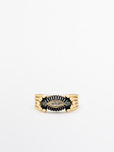 Zara Shimmery rhinestone ring - Golden
