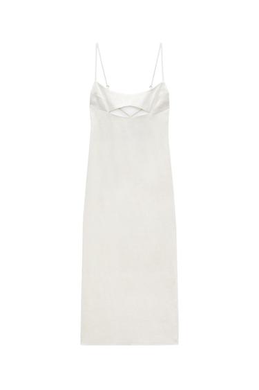 LINEN BLEND DRESS WITH CUT-OUT