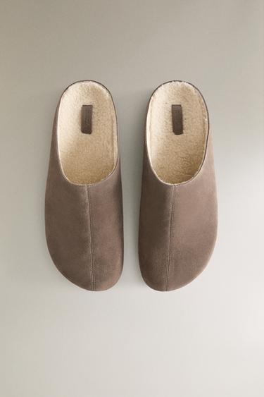 WARM MINIMALIST LEATHER CLOGS - Greyish by Zara - Image 2