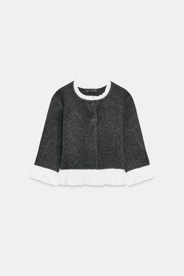 VESTE EN MAILLE BIMATIÈRE POPELINE - Gris foncé de Zara - Image 6