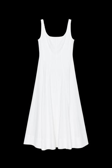 Zara LINEN STRAPPY MIDI DRESS - White - Image 0
