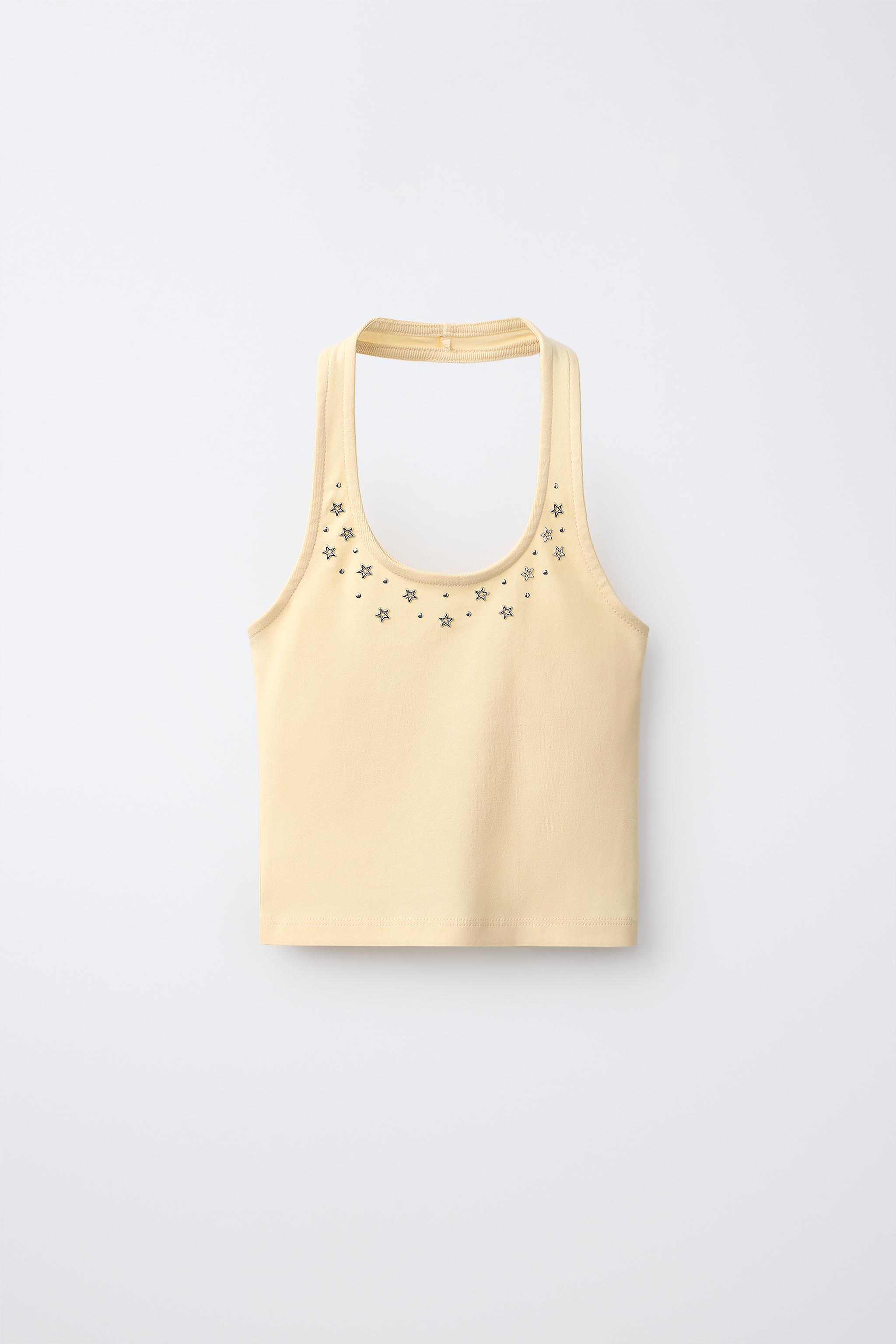 STAR HALTER TOP - Yellow | ZARA United States