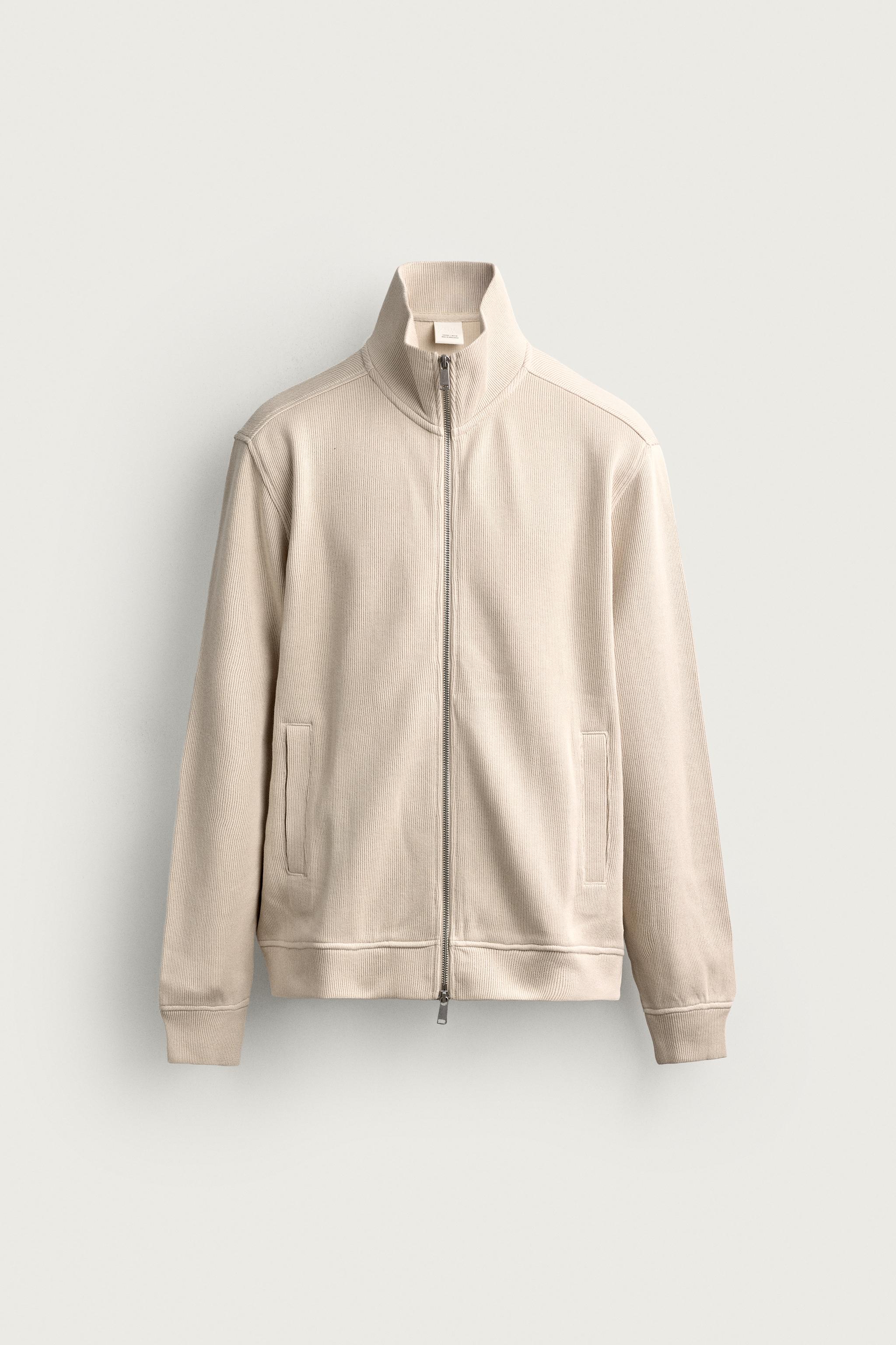 REGULAR FIT ZIP-UP JACKET — Ecru