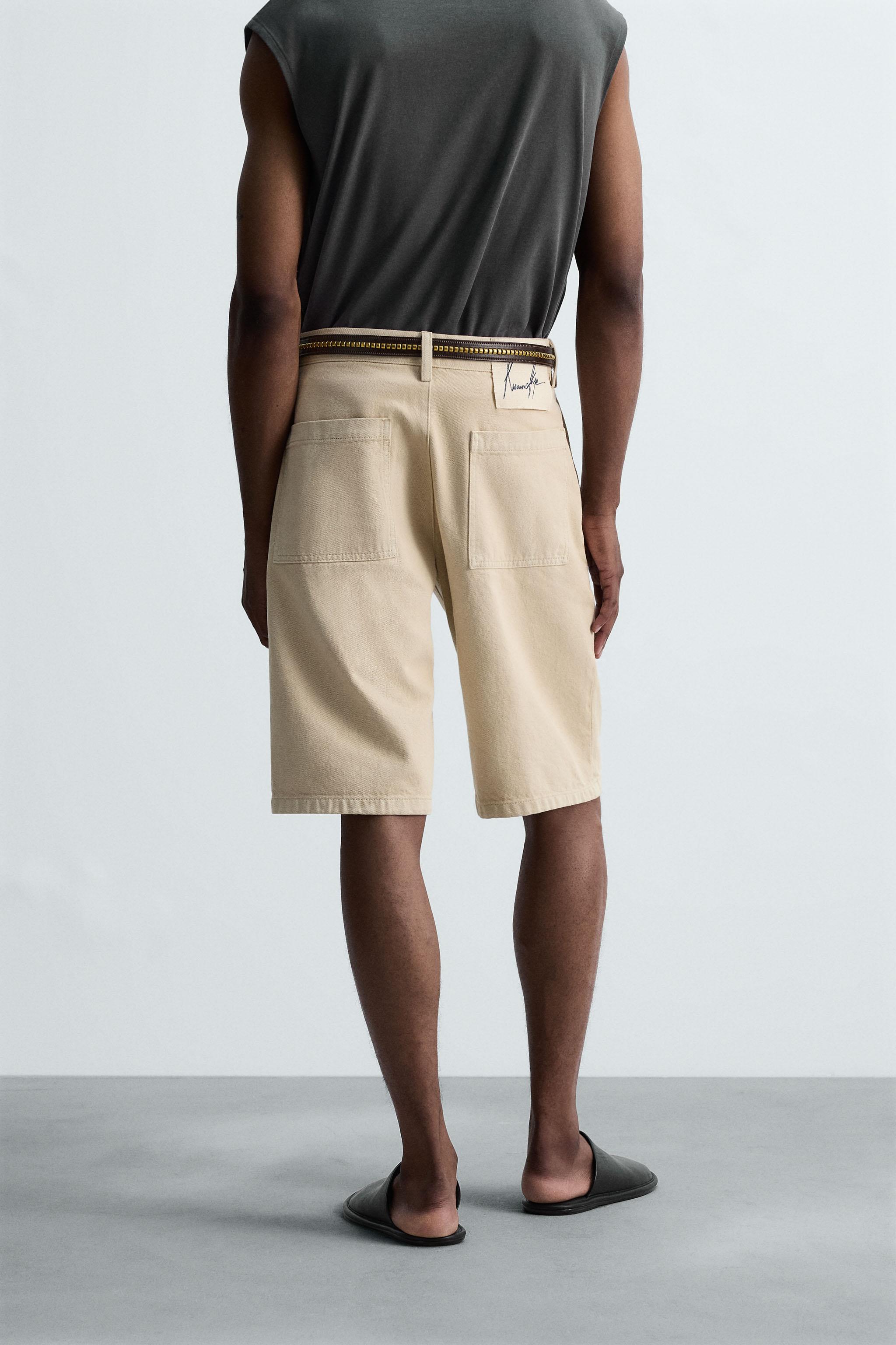 パンツ ZARA baggy denim shorts BAGGY FIT BERMUDA SHORTS © OTIS KWAME KYE QUAICOE - taupe
