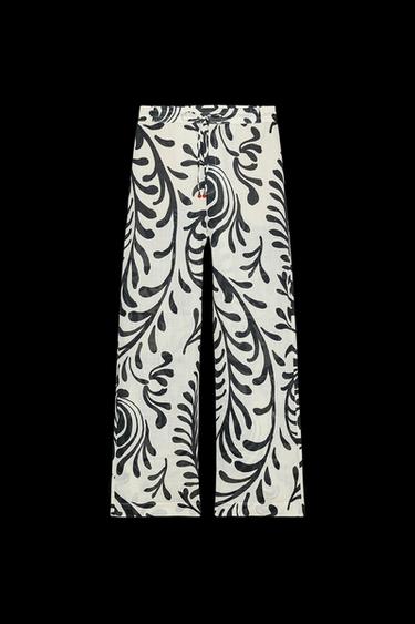 Zara RAMIE PRINT PANTS ZW COLLECTION - Light beige - Image 0