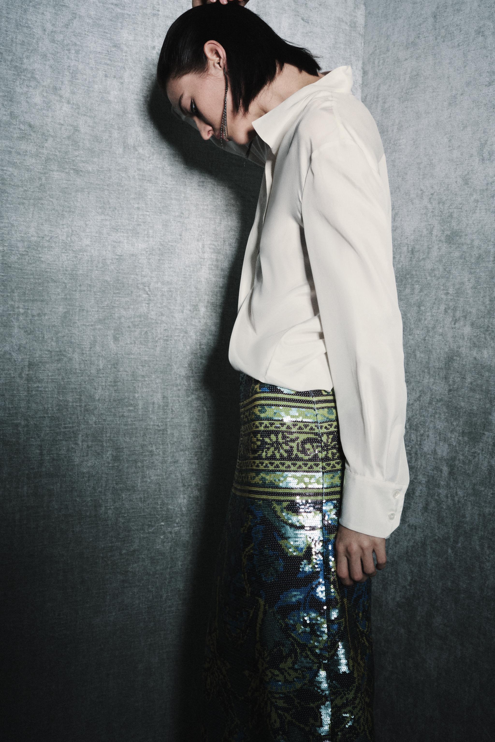 CHEMISE À PLASTRON SOIE 100% ZW COLLECTION LIMITED EDITION