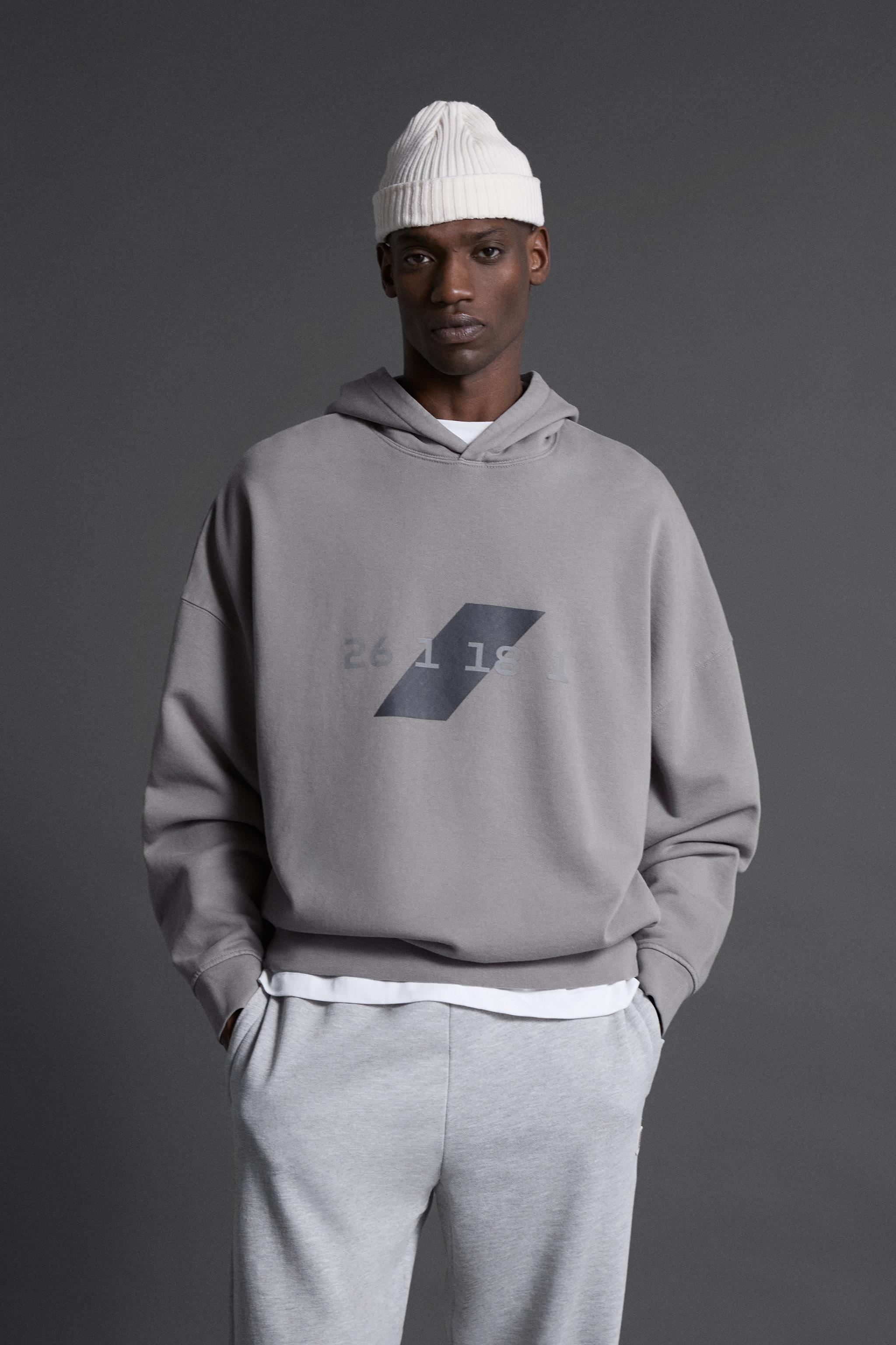 HOODED LOGO SWEATSHIRT - Light gray | ZARA United States