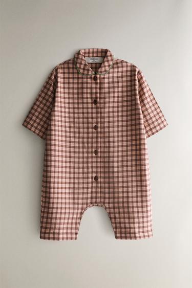 BABY CHECK FLANNEL ROMPER - Pink by Zara - Image 0