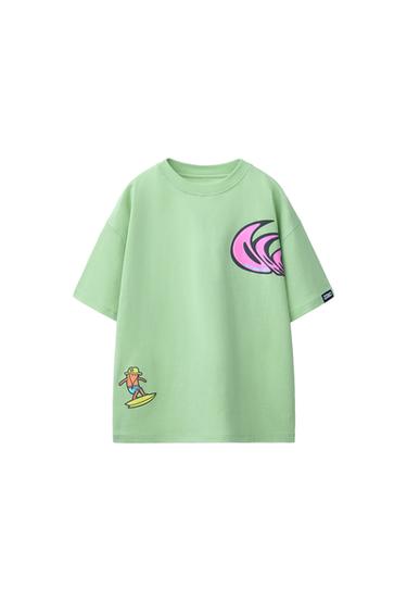 SURF PRINT T-SHIRT - Green by Zara