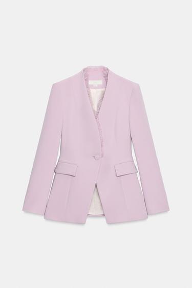 FITTED BLAZER WITH LACE EPAULETTES - Lilac by Zara