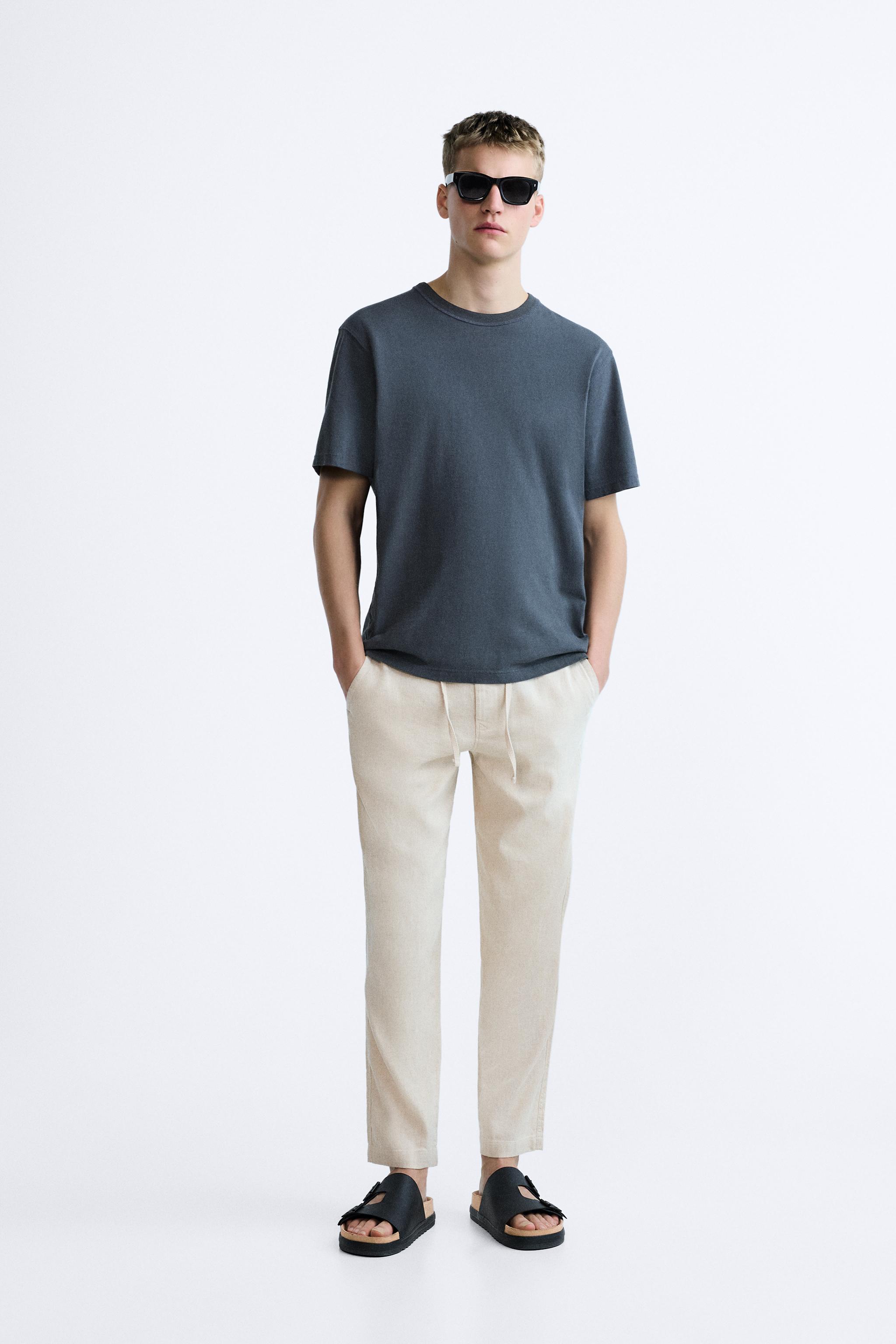 White linen pants store zara