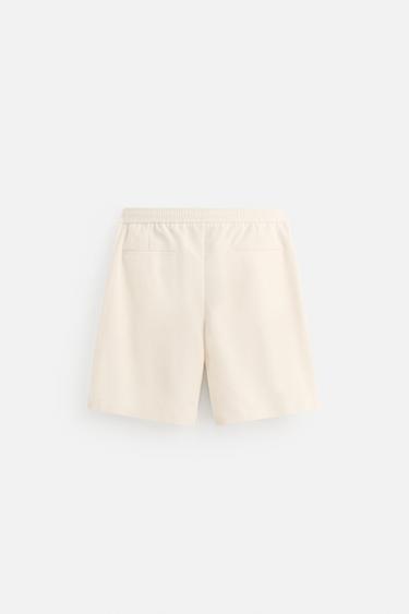 TEXTURED REGULAR FIT BERMUDA SHORTS - Ecru by Zara - Image 6