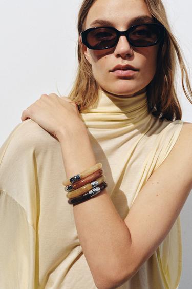 PACK OF 4 ARTICULATED BRACELETS - Brown by Zara