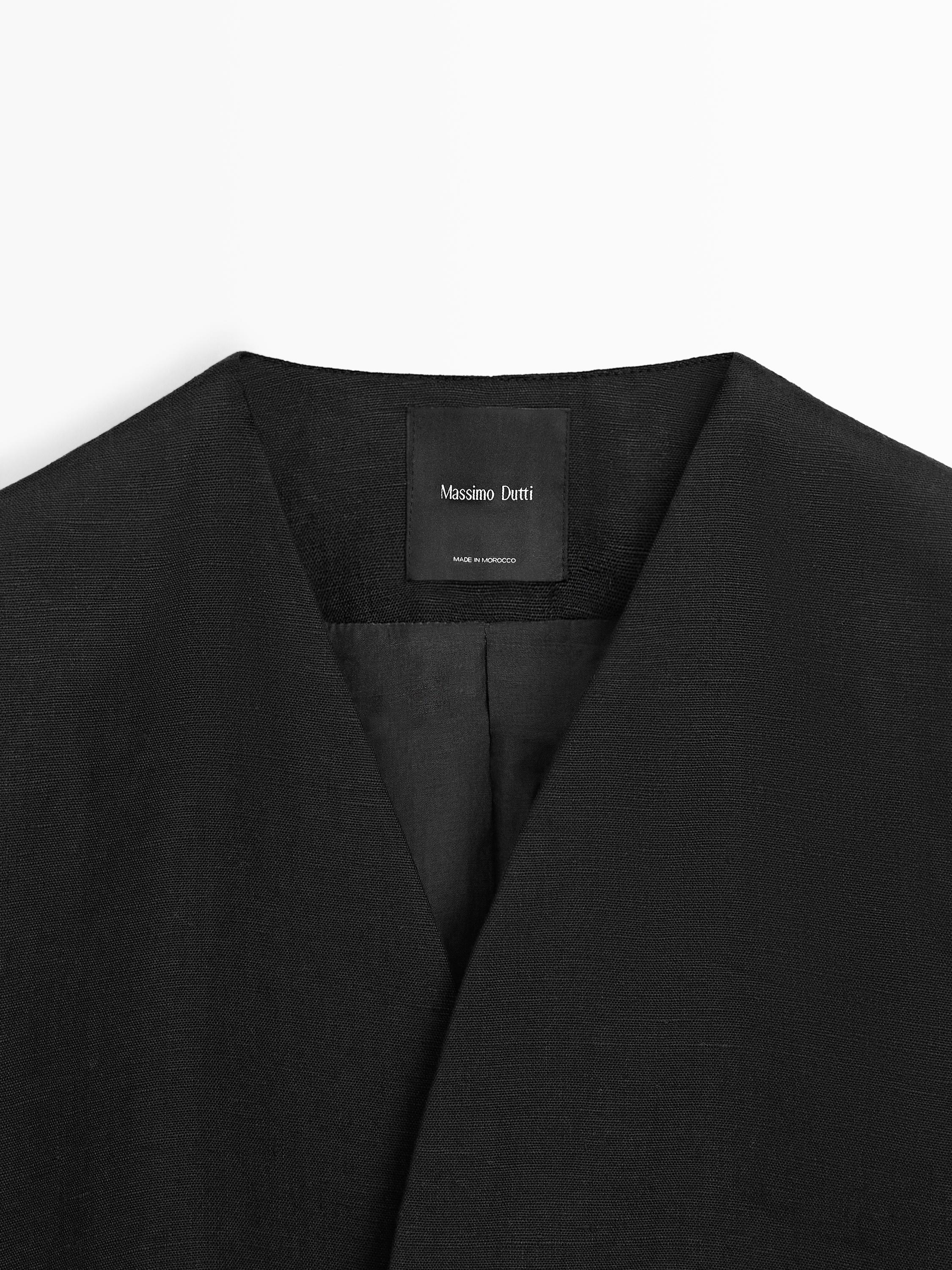 100% linen lapelless blazer