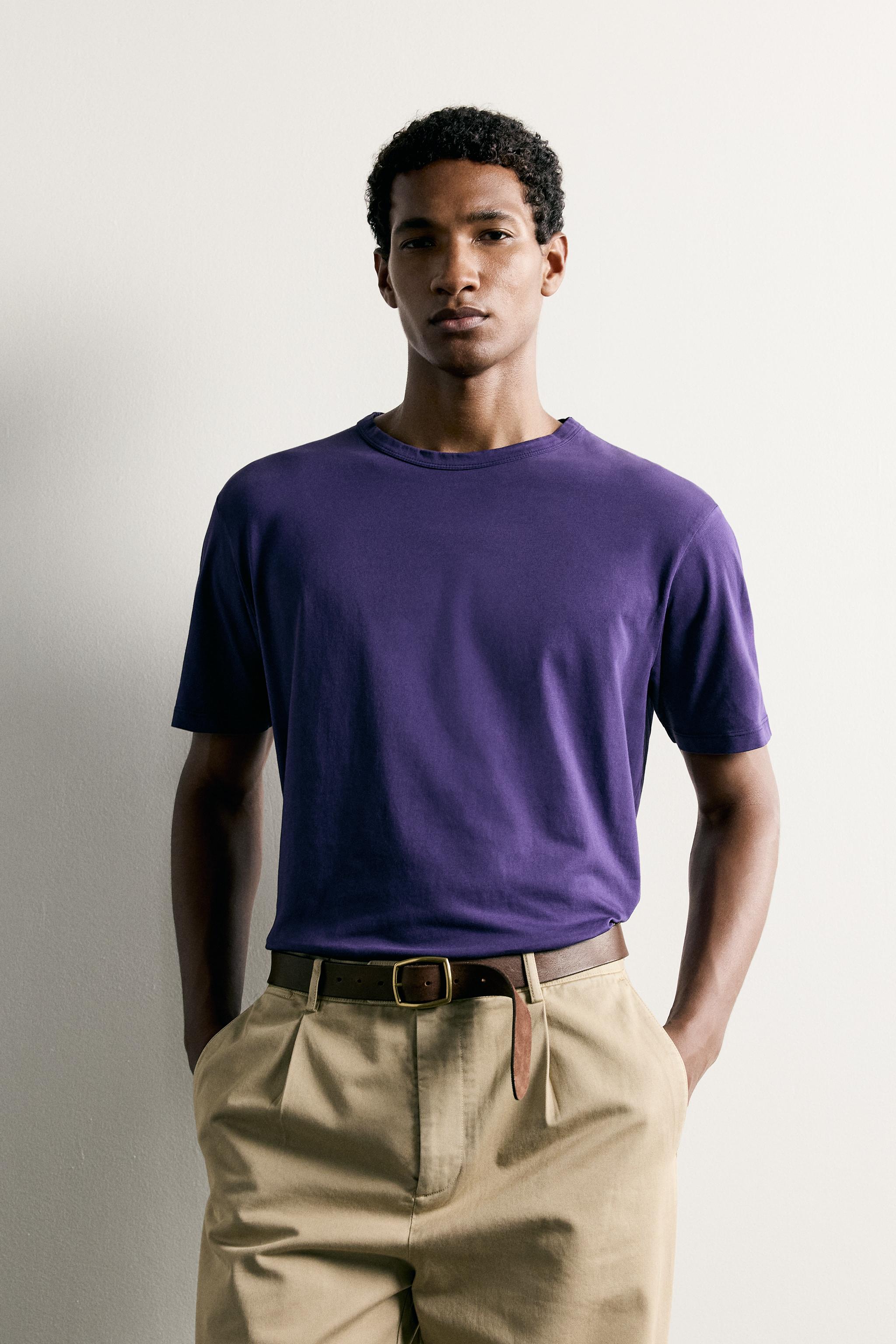 WASHED REGULAR FIT T-SHIRT — Violet
