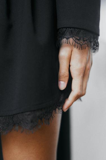 VESTE COURTE DENTELLE - Noir de Zara - Image 3