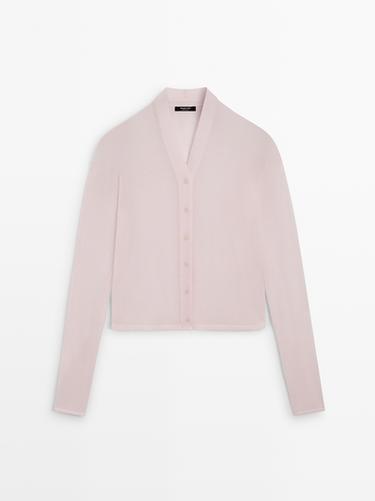 Zara Wool blend knit cardigan - Pastel pink