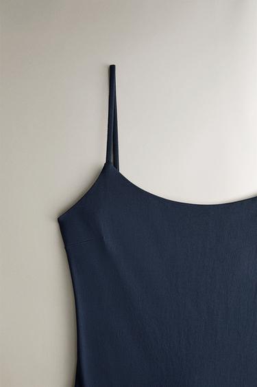 MAILLOT DE BAIN DE PLAGE À FINES BRETELLES - Bleu de Zara - Image 1