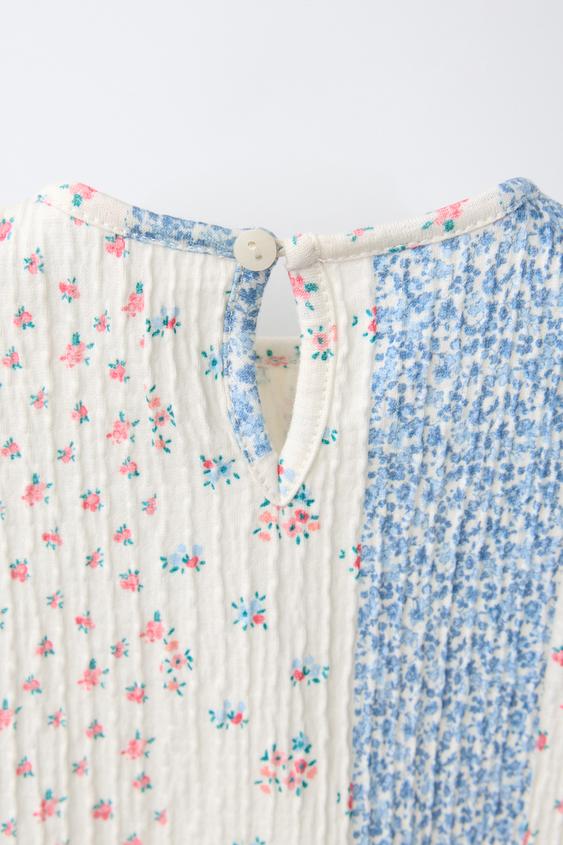 BODY PATCHWORK FLEURS - Bleu / Blanc de Zara - Image 3