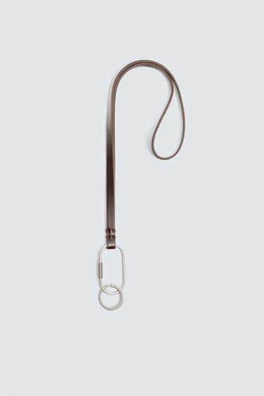Zara LEATHER PENDANT KEYCHAIN - Brown