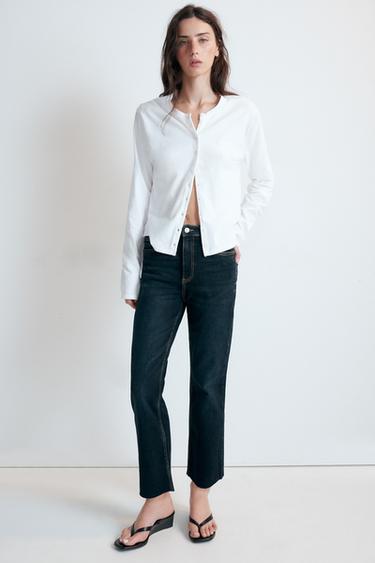JEANS TRF CROPPED FLARE TIRO ALTO - Azul / Lavanda de Zara