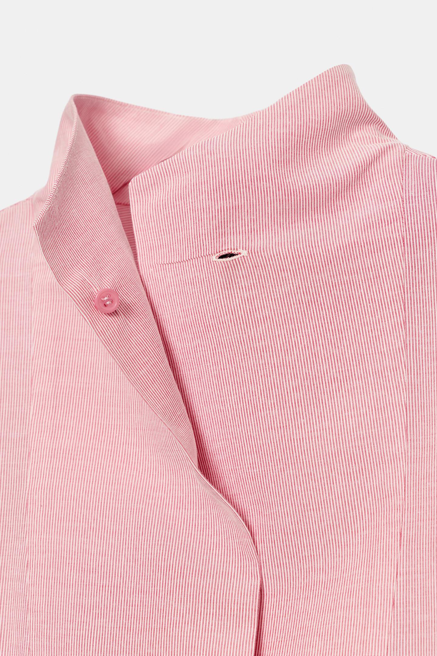 Женская рубашка Zara ZW Collection Striped Bib, цвет: Тёмный красный — фото 8