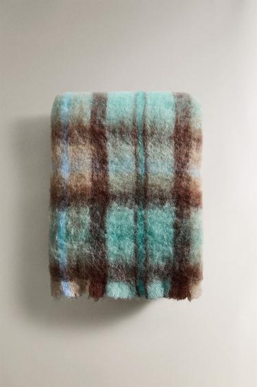 MANTA COM LÃ - Azul-médio da Zara