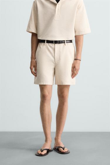 RELAXED FIT BERMUDA SHORTS - Ecru by Zara