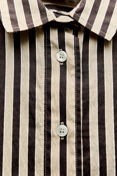 CAMISA OVERSIZE RAYAS - Beige-marro de Zara