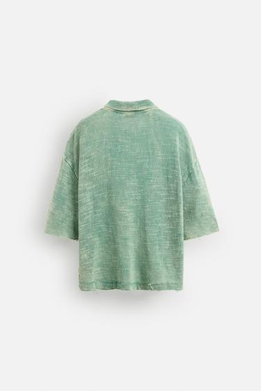 POLO EN MAILLE DÉLAVÉ - vert délavé de Zara - Image 8