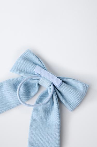 DENIM BOW CLIP HAIR TIE - Blue by Zara - Image 1