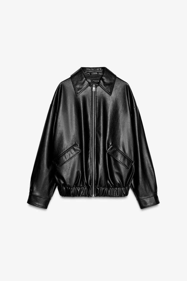 レザー風オーバーサイズジャケット - ブラック | ZARA Japan / 日本