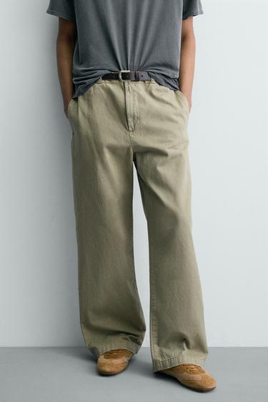 ШТАНИ-ЧІНОСИ WIDE FIT - Grey green Zara