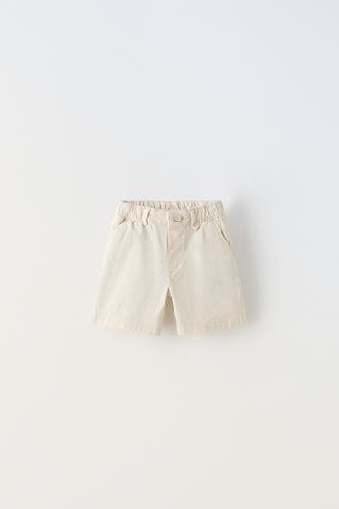 Zara CHINO SHORTS - Ecru