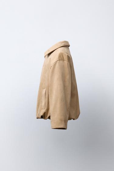 FAUX SUEDE BOMBER JACKET - Beige by Zara - Image 2