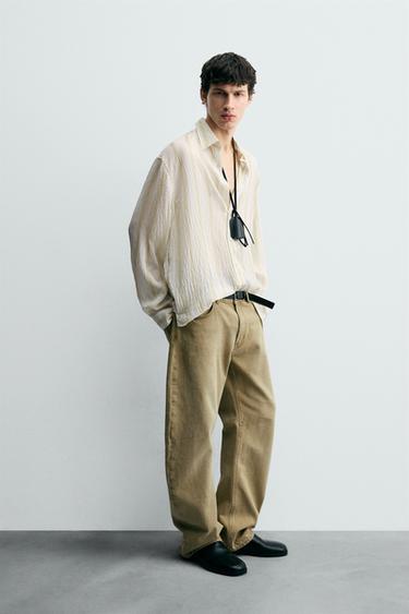 CHEMISE FLUIDE À RAYURES - Écru de Zara - Image 3