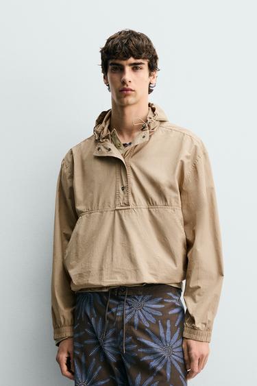 RELAXED FIT HOODED ANORAK - Beige by Zara