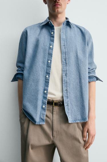 CHEMISE EN JEAN LAVÉ REGULAR FIT - Bleu pastel de Zara - Image 5