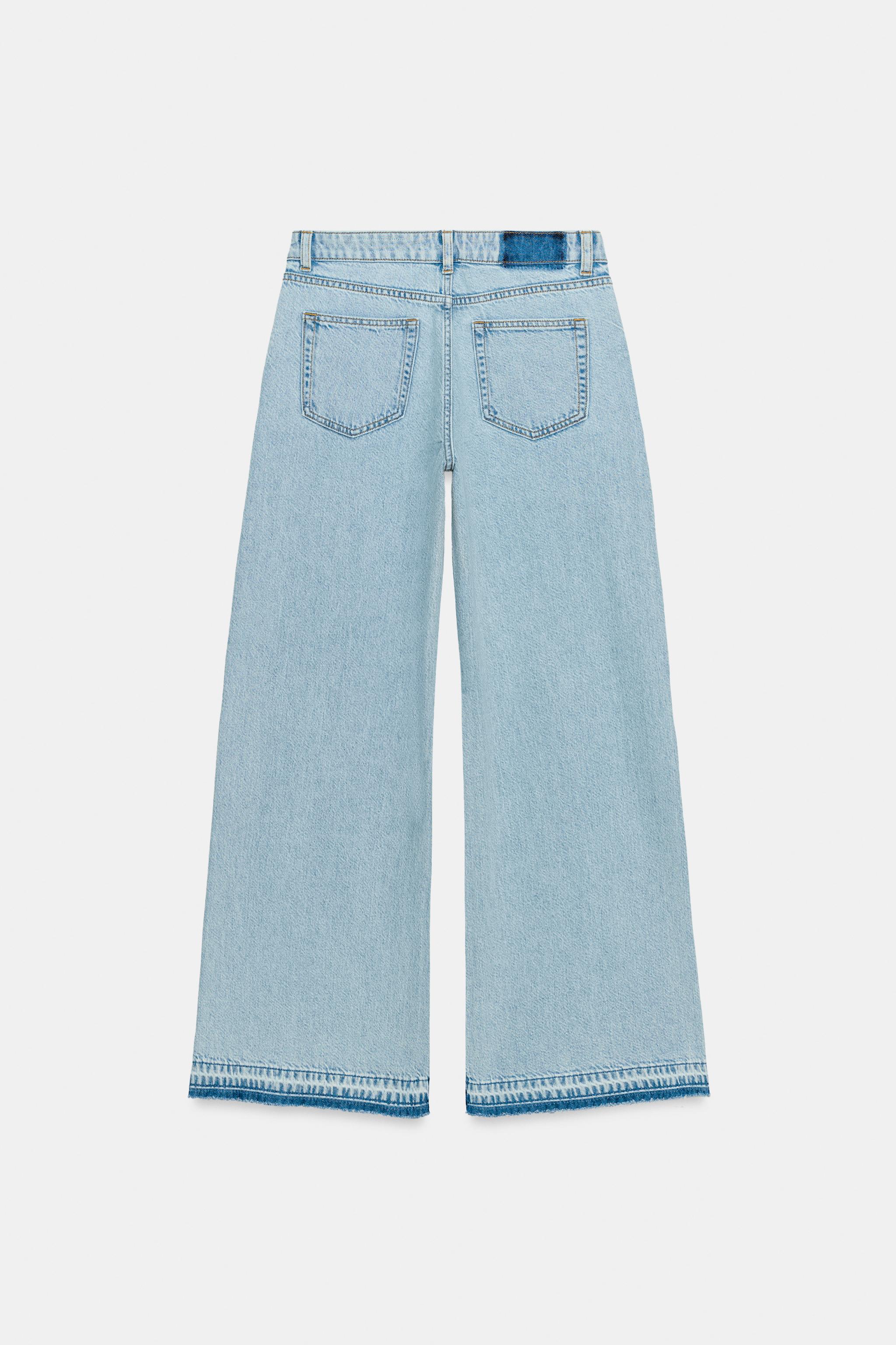 Z1975 HIGH WAIST WIDE LEG CROCHET COMBINED JEANS