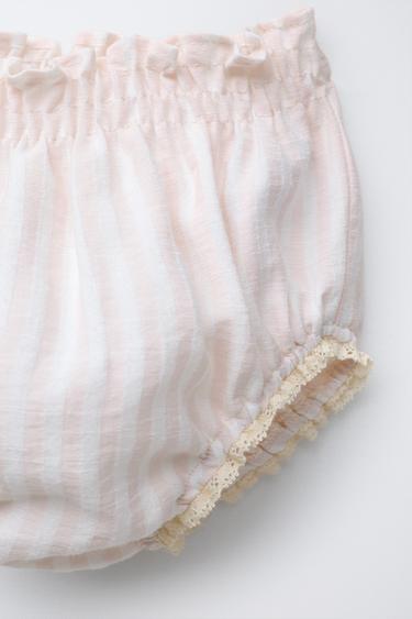 SEERSUCKER STRIPE LACE SHIRT AND BERMUDA SHORTS SET - Pale pink by Zara - Image 3