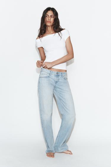TRF LOW-RISE WIDE-LEG JEANS - Light blue by Zara