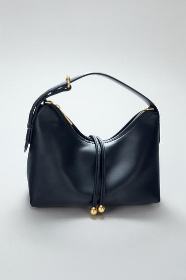 MINI BORSA A SECCHIELLO DETTAGLIO SFOGLIE - Nero di Zara