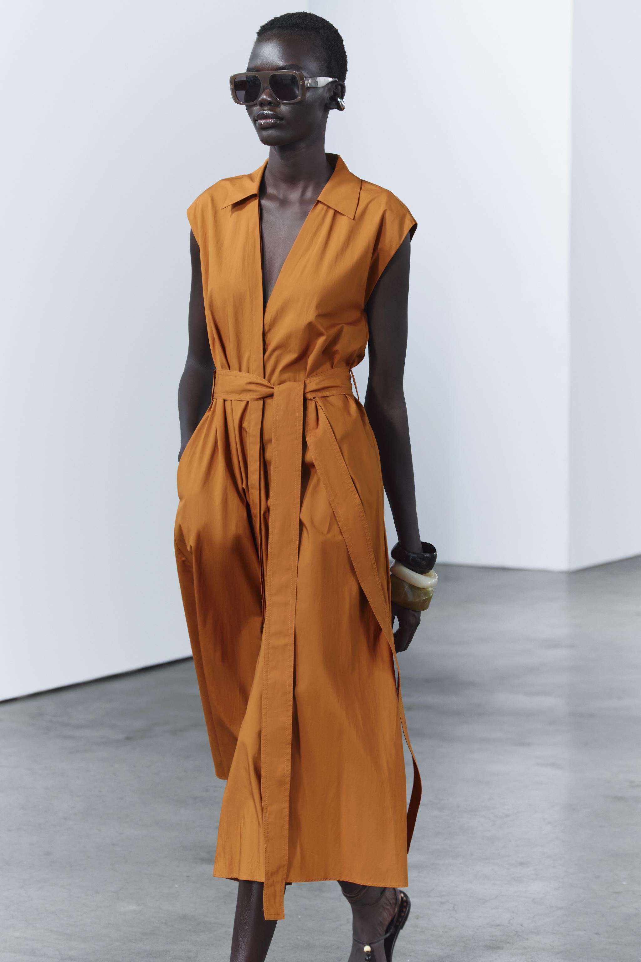 ZW COLLECTION POPLIN SHIRT DRESS - Burnt orange | ZARA United Kingdom