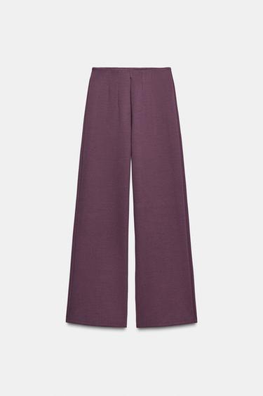 INTERLOCK WIDE-LEG TROUSERS - Dusty purple by Zara