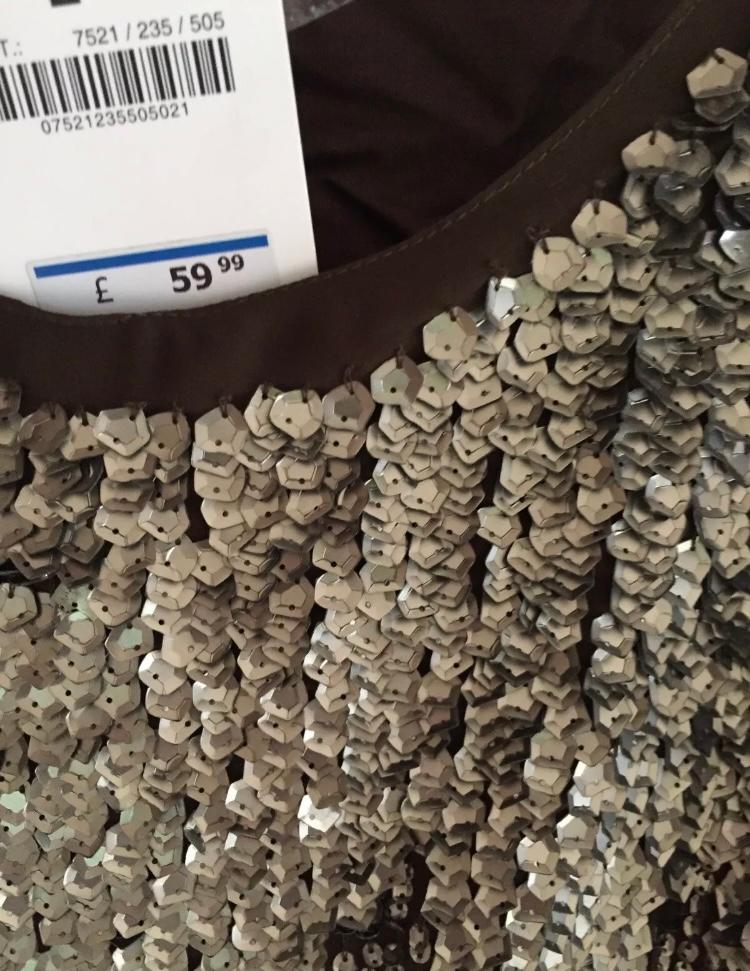ZARA SEQUIN KHAKI BROWN MINI DRESS - Image 2