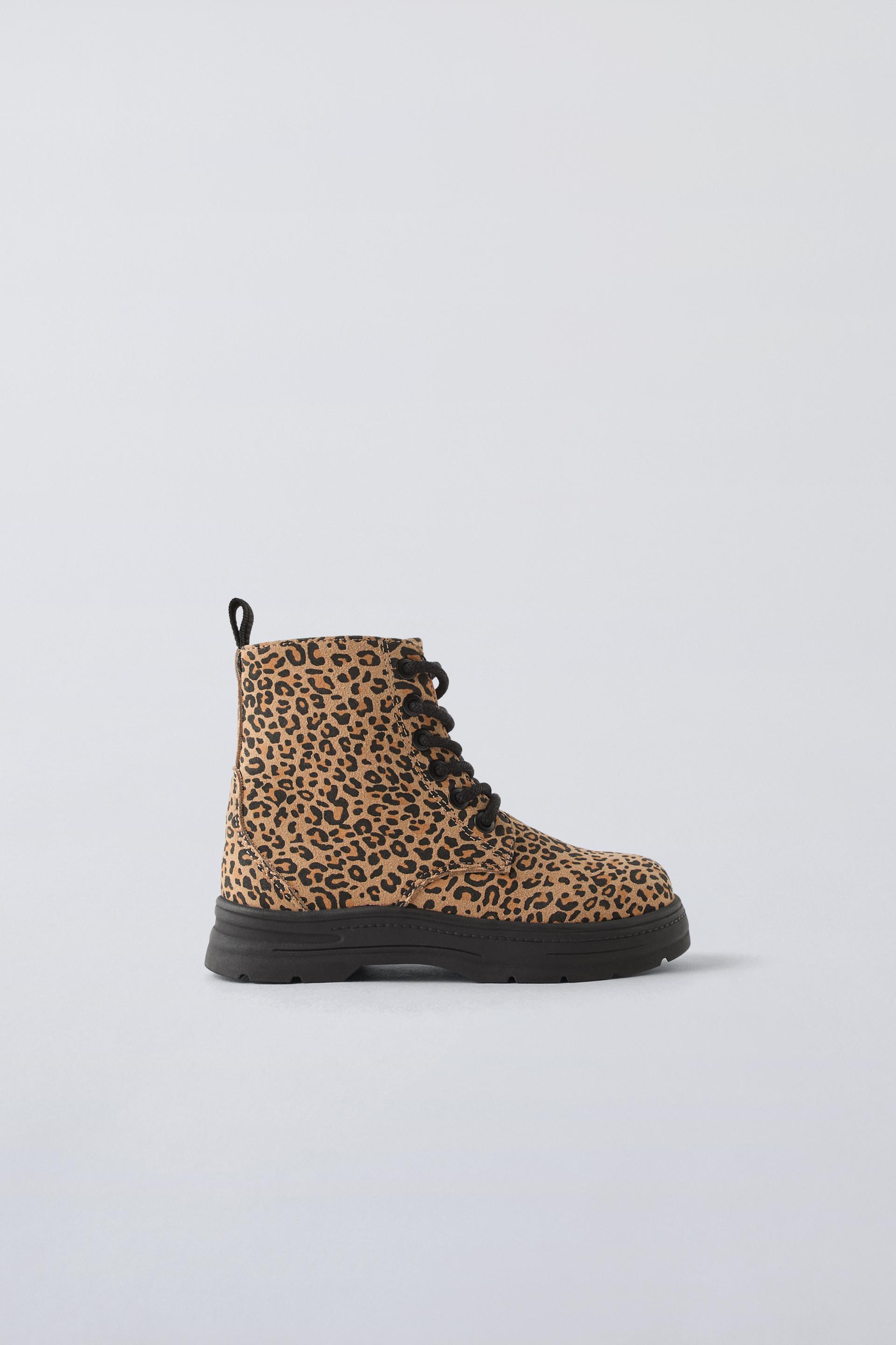 ANIMAL PRINT LACE UP BOOTS