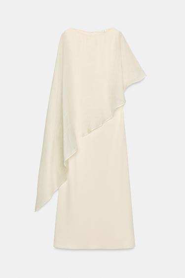 ROBE MIDI CAPE ASYMÉTRIQUE ZW COLLECTION - Écru de Zara - Image 0