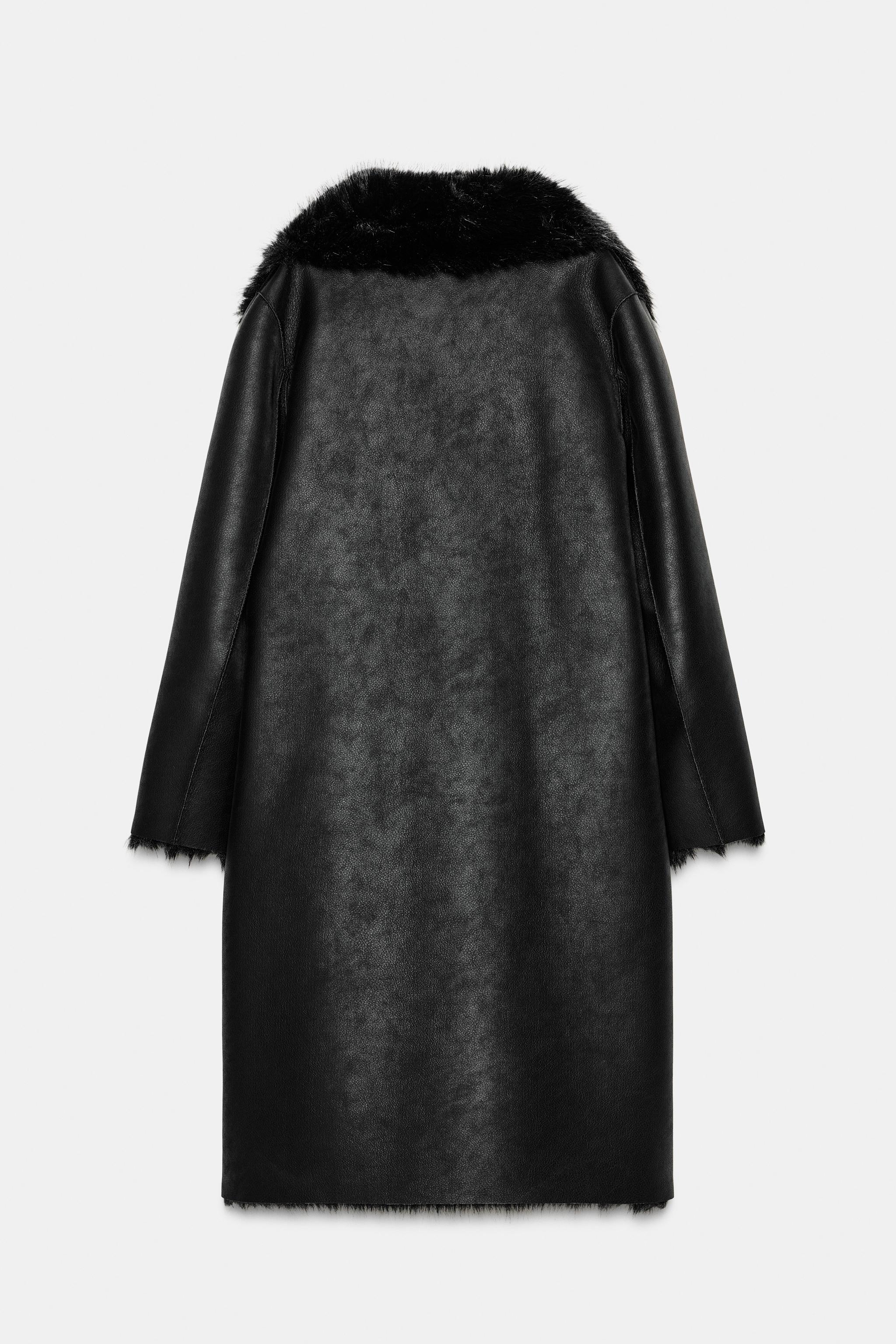 ZARA フェイクファー　ダブルコートM リバーシブル ダブルフェイス フェイクファーコート - ミンク