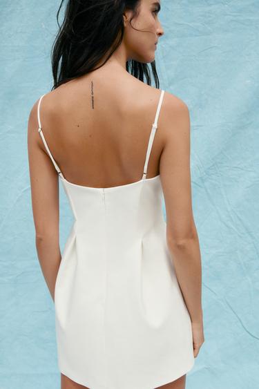 ROBE COURTE À BRETELLES - Blanc de Zara - Image 3