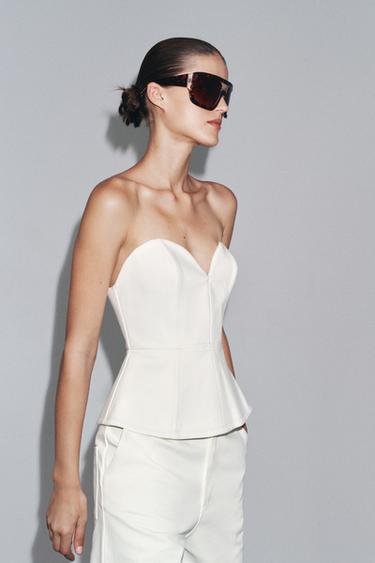 BUSTIER EN JEAN ZW COLLECTION - Blanc de Zara - Image 1